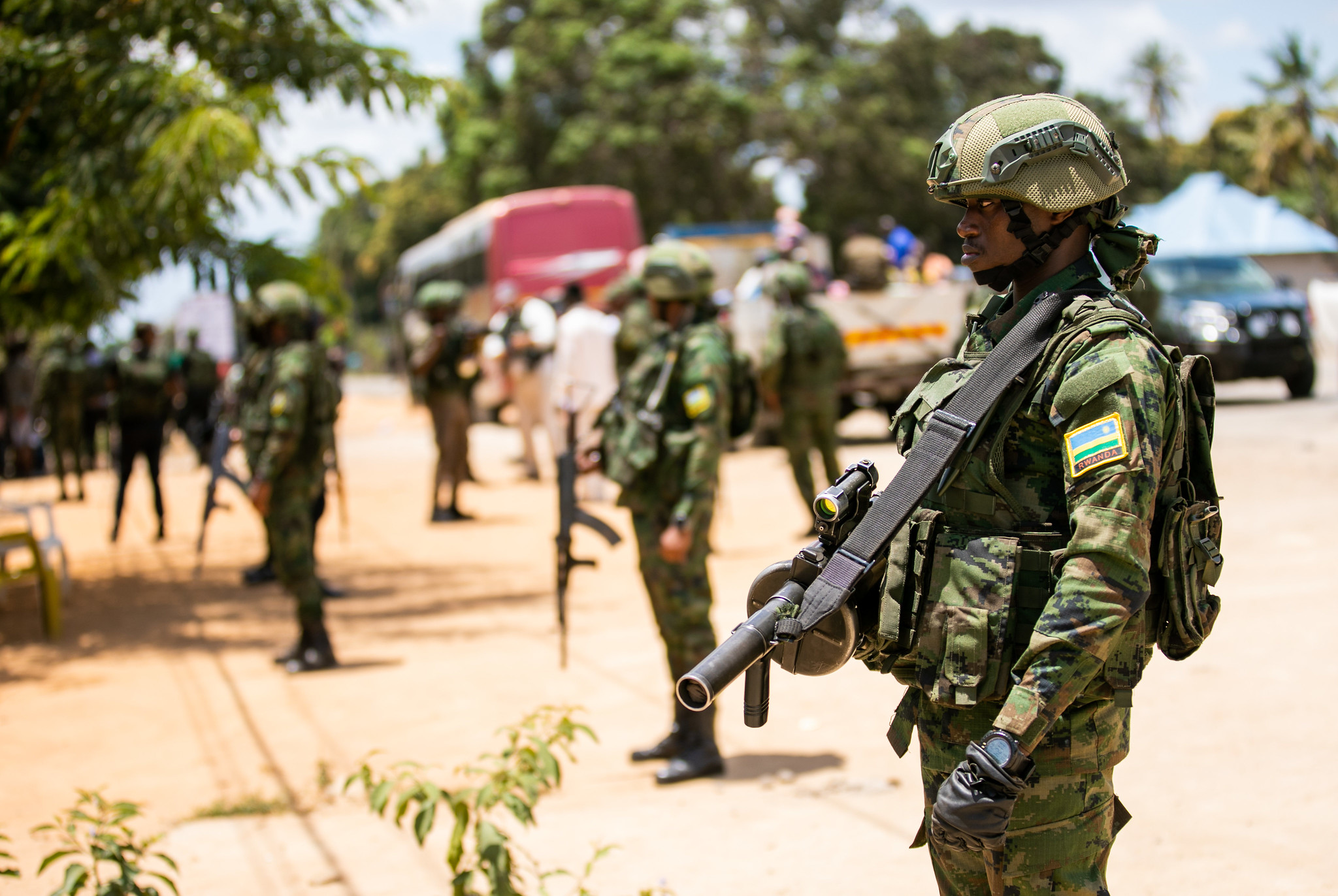 Rwandan troops in Mocimboa Da Prai, Cabo Delgado, Mozambique. @NewTimes, Olivier Mugwiza
